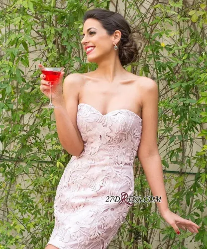 Mini Lace Sleeveless Bow Sweetheart Elegant Homecoming Dress UK