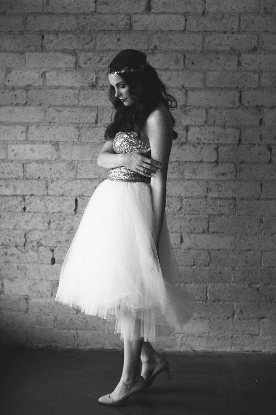 Mini Sequined Wedding Reception Dress Sleeveless Tulle