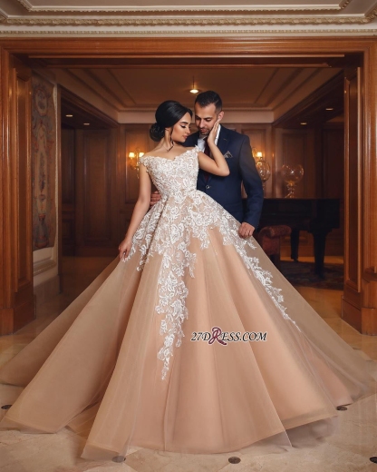 Off-the-shoulder Lace Evening Dress | Princess Wedding Dress With Appliques