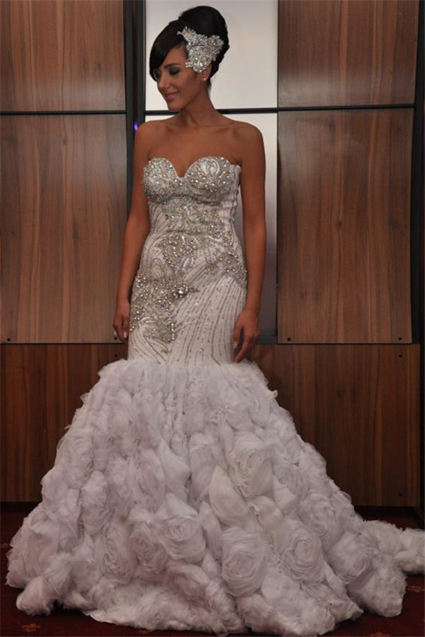 Elegant Mermaid Sequins Appliques Strapless Sleeveless Long Prom Dress UK