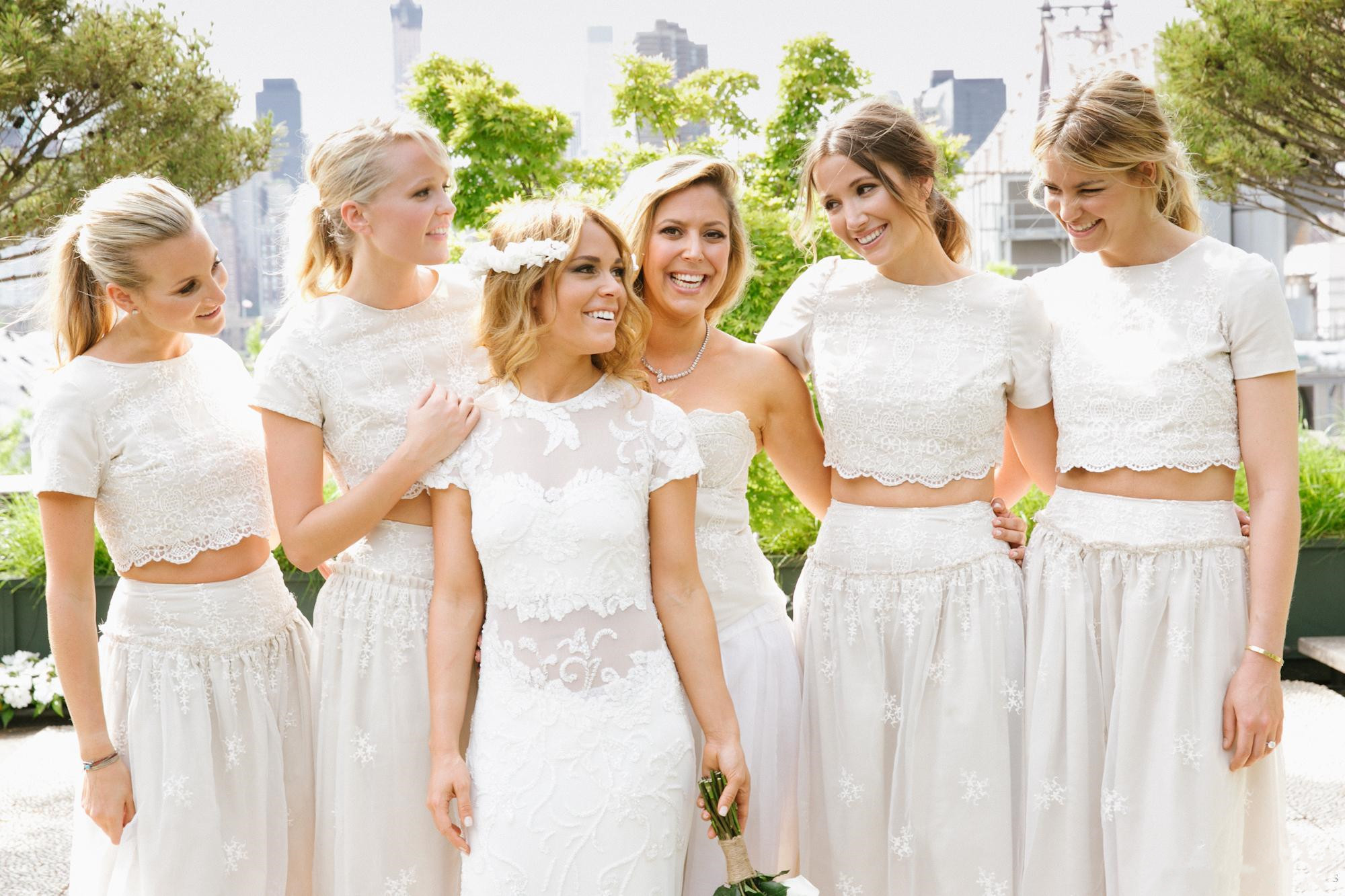 Modern White Two Piece A-line Bridesmaid Dress UK Lace Short Sleeve Jewel