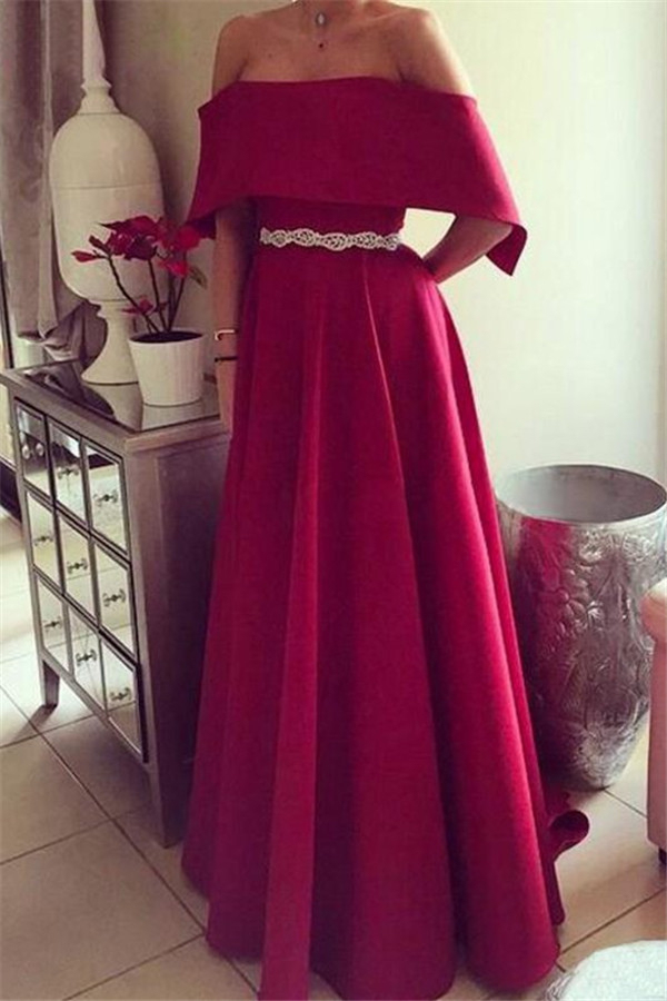 Sexy Off-the-Shoulder Ruffles Prom Dress UKes UK Sleeveless Elegant Evening Dress UKes UK with Sash