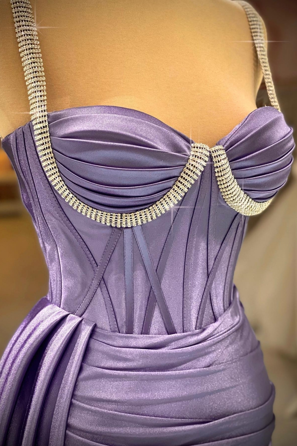 Beautiful Spaghetti Straps Sweetheart Sequins Ruched Mermaid Prom Dresses