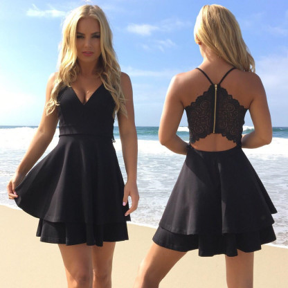 Chic Layers V-Neck Spaghetti-Straps Homecoming Dress