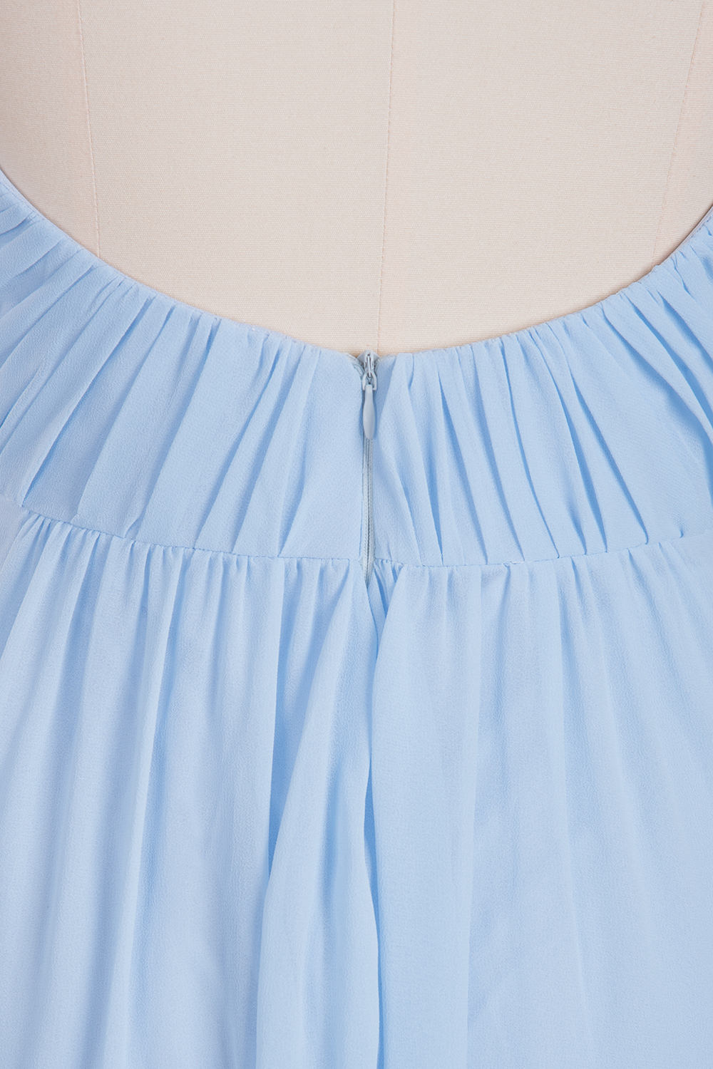 V-Neck Spaghetti Straps A-Line Chiffon Bridesmaid Dress UK with Sweep Train