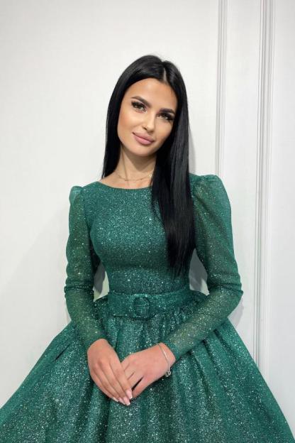 Shiny Sequins Long Sleeves A-line Formal Dress Ankle Length Special Occasion Dress