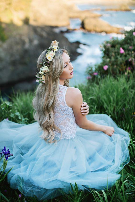 Smoky Blue Fluffy Tulle Chic Lace Party Dresses | Sleeveless Cheap Short Evening Dress