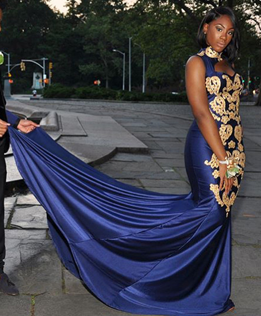 Simple Royal Hign-Neck without Sleeve Applique Elegant Mermaid Prom Dress UK UK