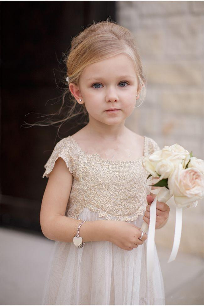 Chiffon A-line Lace Appliques Flower Girl Dress Cap Sleeve-27Dress.co.uk