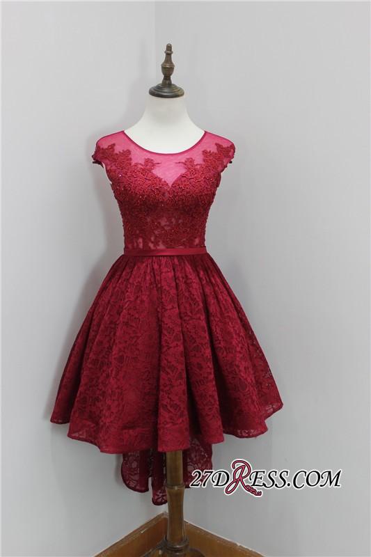 Sexy Appliques Short Lace Beadings Sleeveless Hi-Lo Homecoming Dress UK