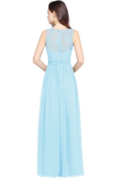 Elegant Ruched Chiffon Bridesmaid Dress Sleeveless Floral Lace Floor Length Dress for Casual Wear