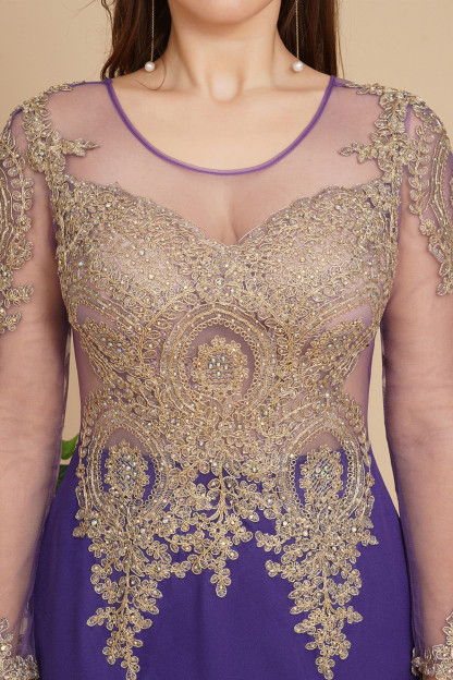 Stylish Long Sleeves Mermaid Prom Dress with Lace Appliques