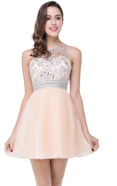 Sexy Beadings Crystal Short Prom Dress UK Chiffon Homecoming Gown