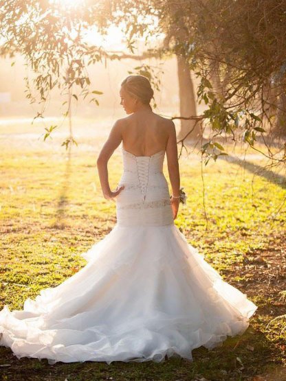 Sweetheart Sexy Mermaid Tulle Sleeveless Court Train Wedding Dresses UK