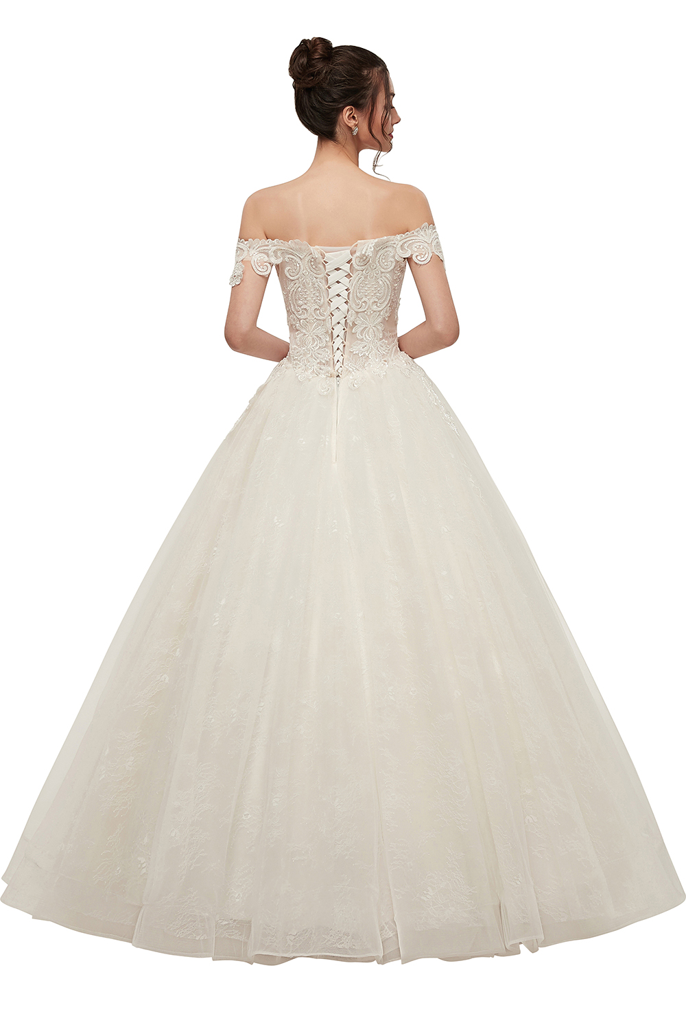A-line Off-shoulder Sweetheart Floor Length Lace Appliques Wedding Dresses