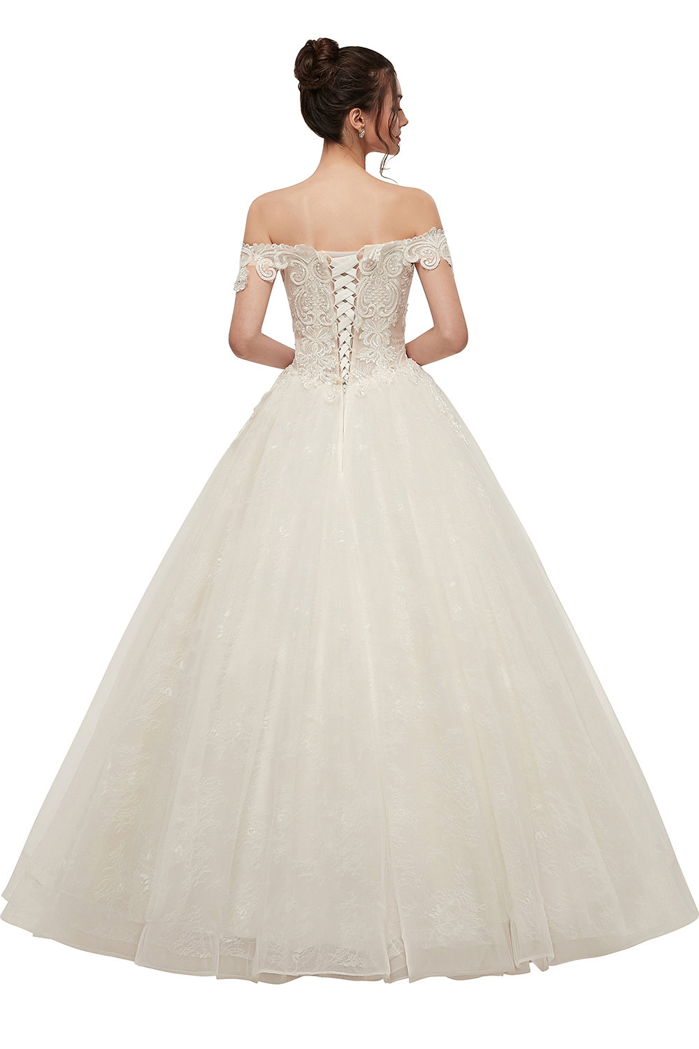 A-line Off-shoulder Sweetheart Floor Length Lace Appliques Wedding Dresses