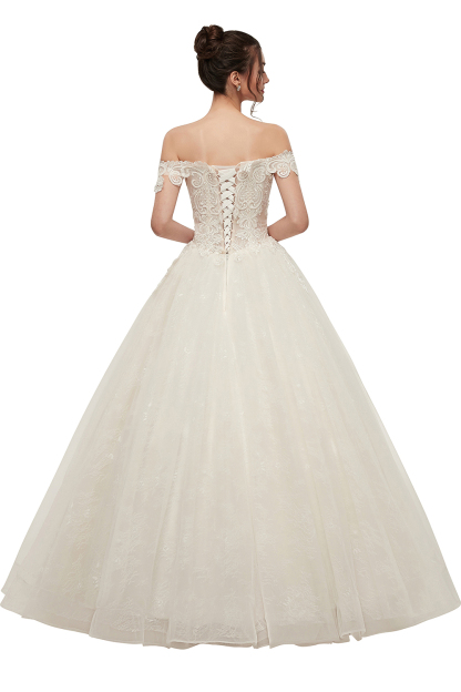 A-line Off-shoulder Sweetheart Floor Length Lace Appliques Wedding Dresses