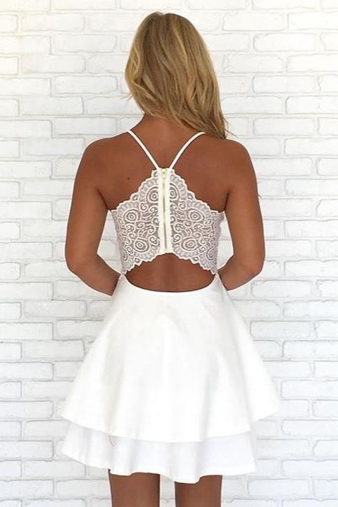 Chic Layers V-Neck Spaghetti-Straps Homecoming Dress