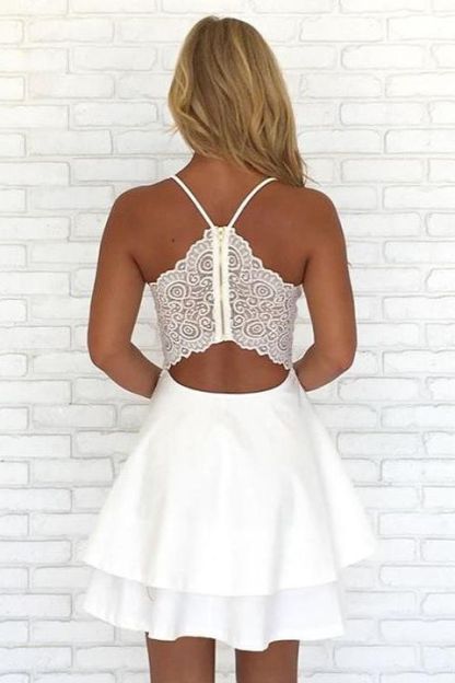 Chic Layers V-Neck Spaghetti-Straps Homecoming Dress