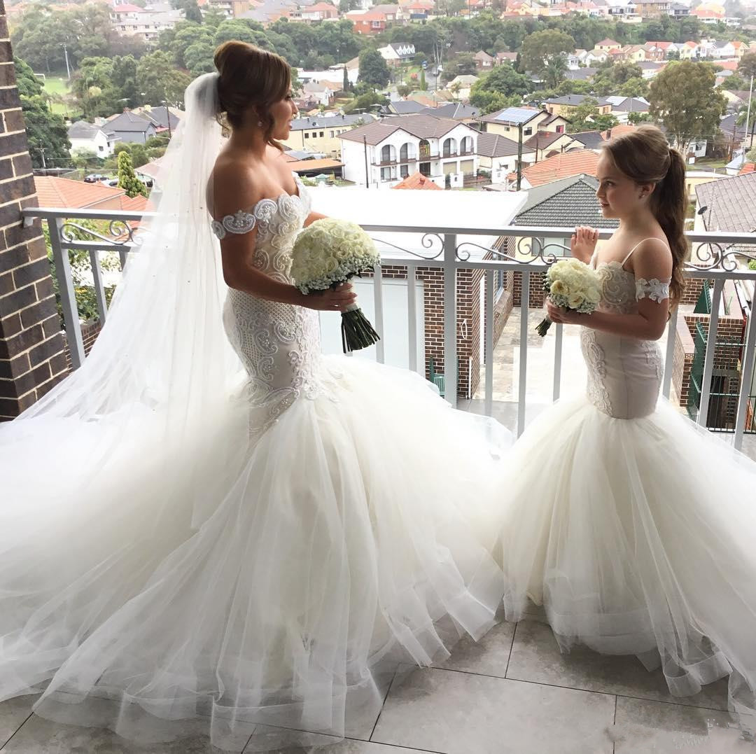 Elegant Off-the-Shoulder Sexy Mermaid Wedding Dress | Tulle Bridal Gowns