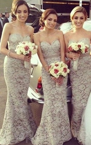 Cheap Lace Bridesmaid Dresses Sweetheart Floor Length Charming Sexy Party Dress