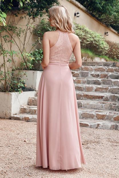 Charming Halter Dusty Pink Evening Dress Aline Chiffon Swing Dress