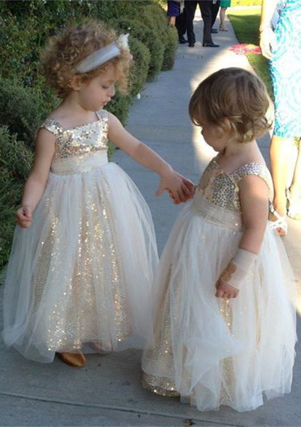 Gorgeous Sequined Tulle A-line Flower Girl Dress UK Straps Sleeveless-27Dress.co.uk