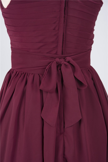 Sexy A-line Flowy One-Shoulder Sleeveless Short length Bridesmaid Dress UK UK with Ruffles