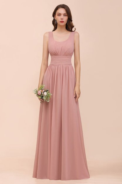 Elegant Chiffon Sleeveless A-line Mauve Bridesmaid Dress