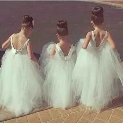 Lovely Tulle Princess Jewel Flower Girl Dress Floor-length