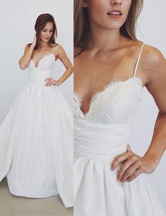 Sheer Lace Appliques Spaghetti-Strap Prom Dress UKes UK Simple Sleeveless Evening Dress UKes UK