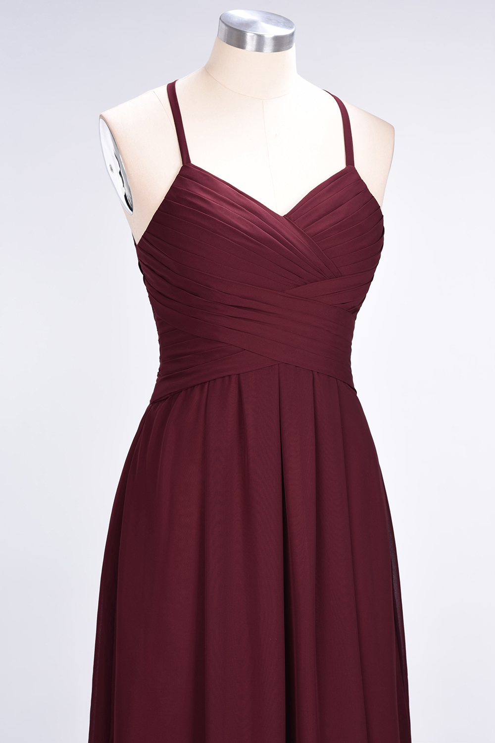 Sexy A-line Flowy Halter Alluring V-neck Sleeveless Floor-Length Bridesmaid Dress UK UK with Ruffles