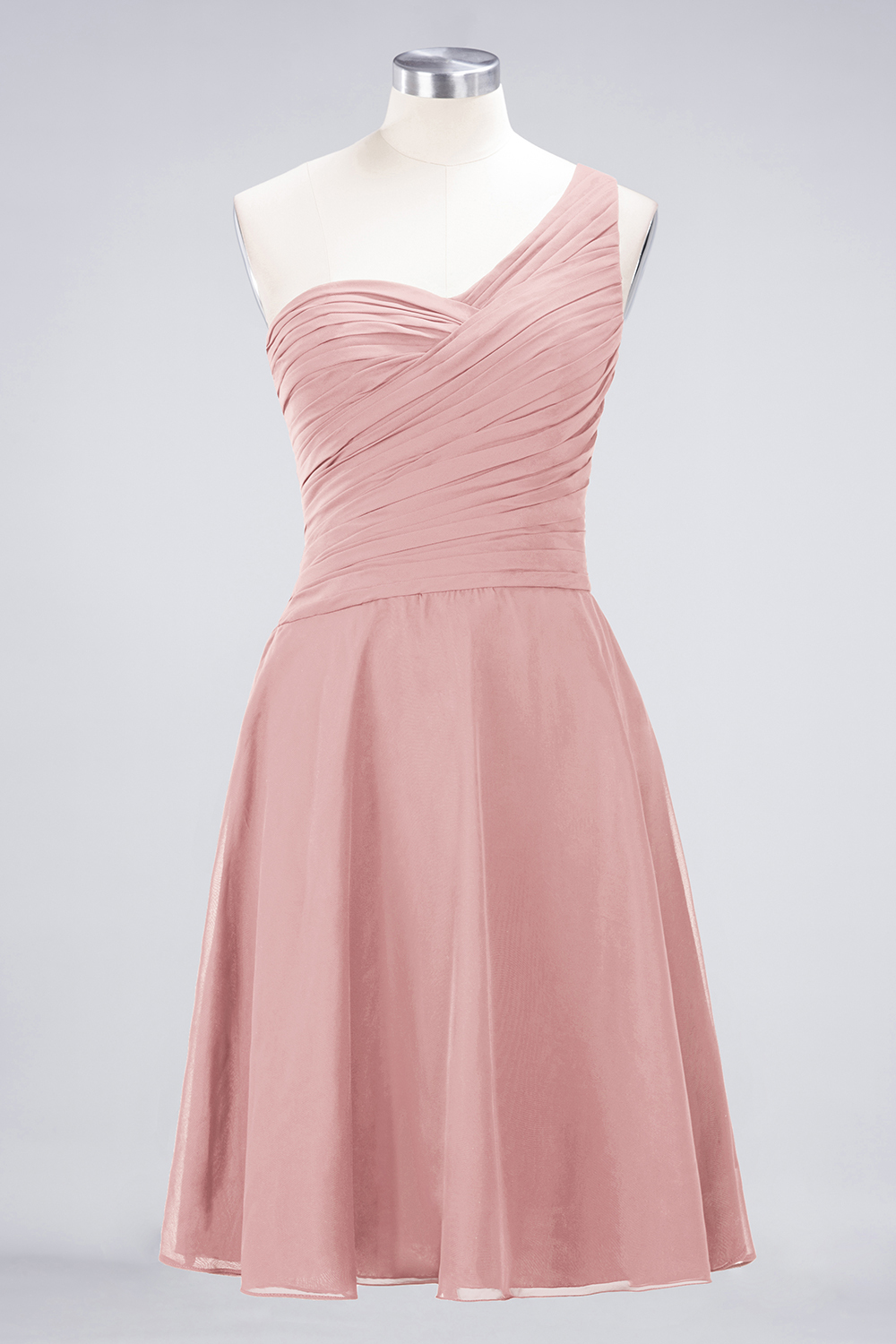 Sexy A-line Flowy One-Shoulder Sweetheart Sleeveless Short length Bridesmaid Dress UK UK with Ruffles