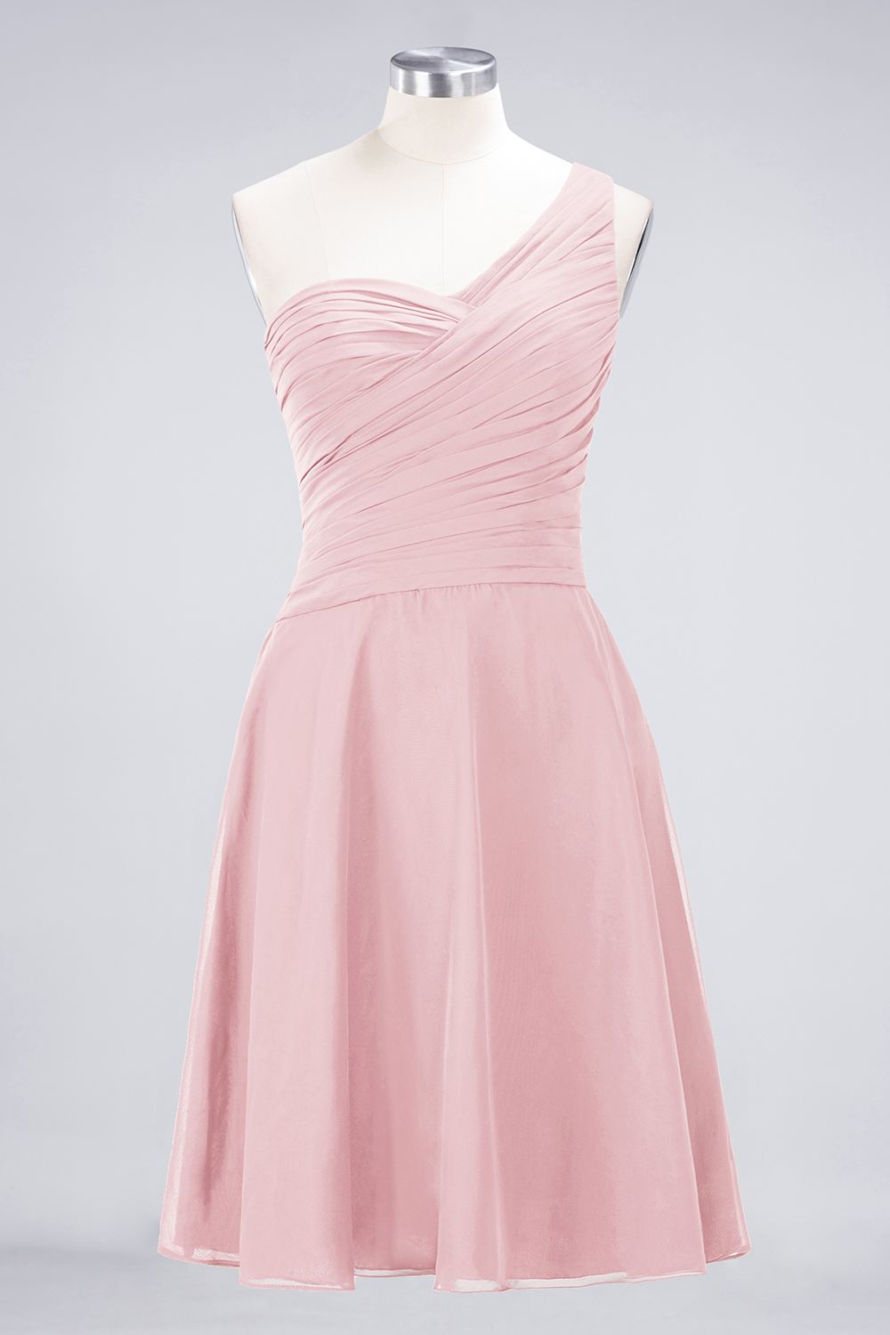 Sexy A-line Flowy One-Shoulder Sweetheart Sleeveless Short length Bridesmaid Dress UK UK with Ruffles