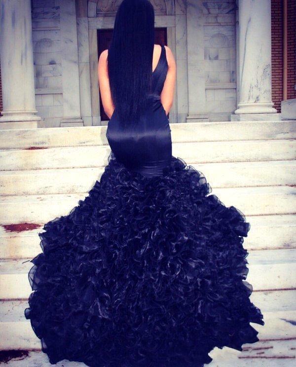 Elegant V-Neck Sleeveless Evening Dress UK Mermaid Organza