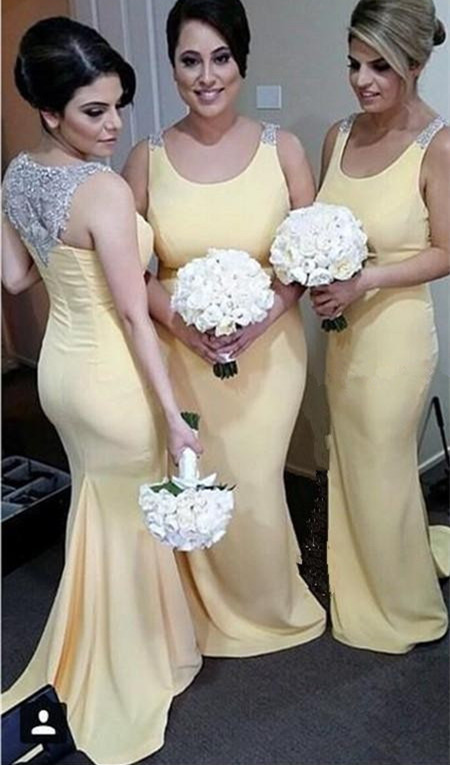Sexy Crystals Straps Mermaid Bridesmaid Dress UK Sweep Train