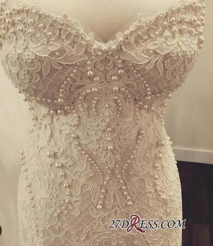 Lace Zipper Pearls Gorgeous Sweetheart Sexy Mermaid Wedding Dress