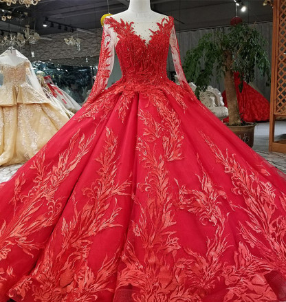 Ball Gown Long Sleeves Bow Applique Tulle A-Line Round Neck Prom Dress UK UK
