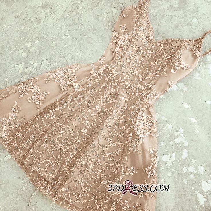 Appliques Spaghetti-Straps A-Line Crystal Sexy Short Homecoming Dress UKes UK