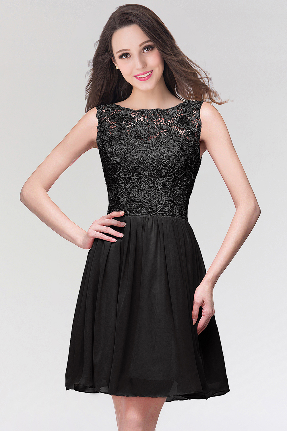 Halter Tulle Lace Short Party Dress Floral Lace Appliques