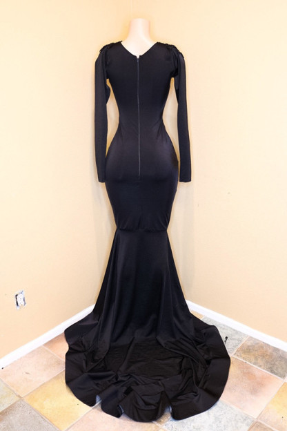 Long Sleeve V-neck Prom Dress UK Evening Dress UK with Beadings BA8203