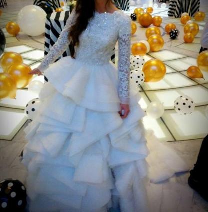 Elegant Beadss Lace Appliques Wedding Dress Ruffles Court Train-27Dress.co.uk
