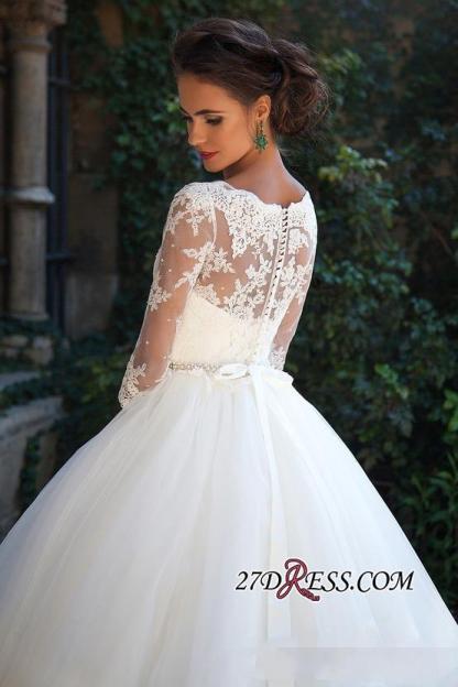 Half-Long-Sleeves Gown Lace Fall Elegant Ball Wedding Dresses UK BA3678
