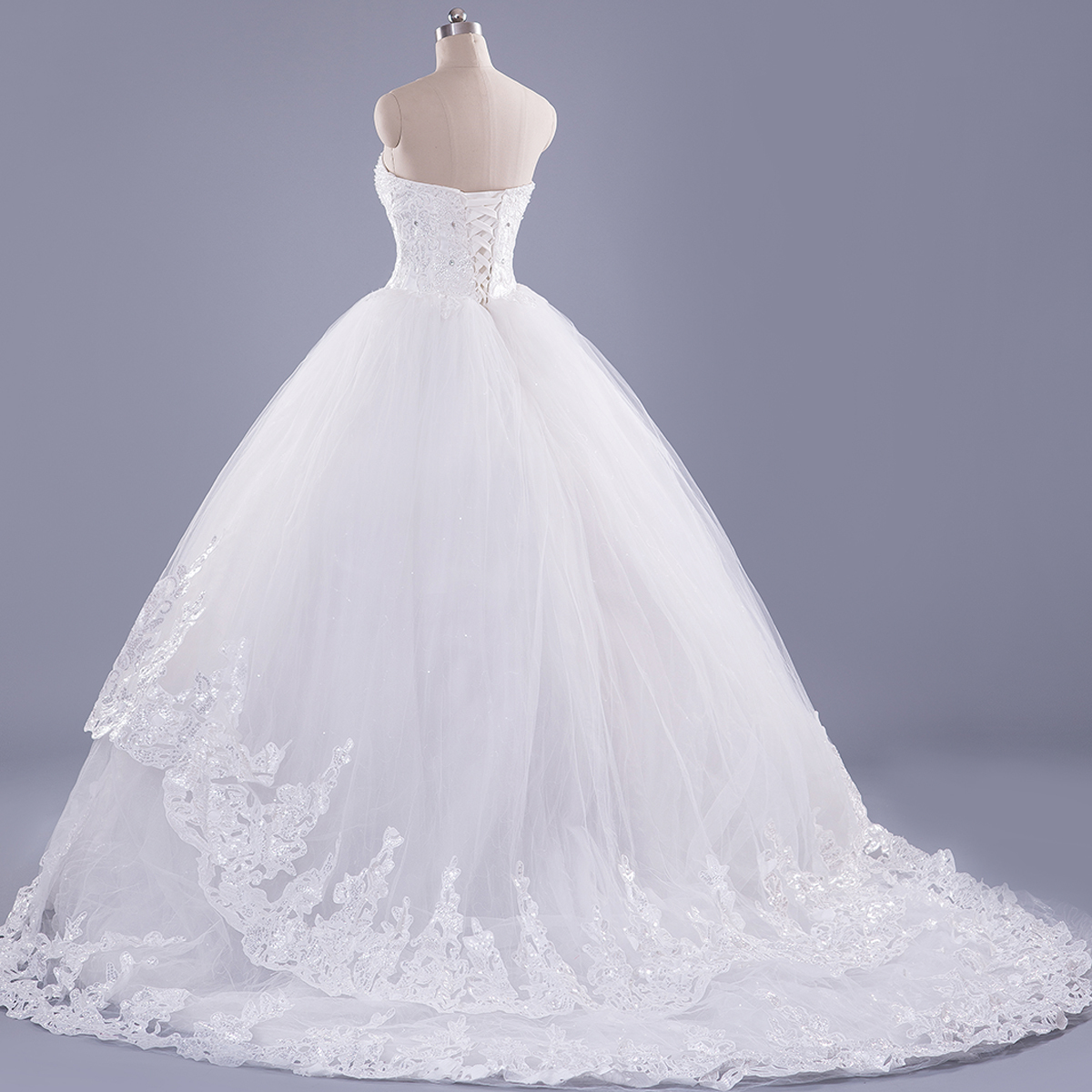 Modern Sweetheart Sleeveless Tulle Lace Wedding Dress With Beadss Lace-up