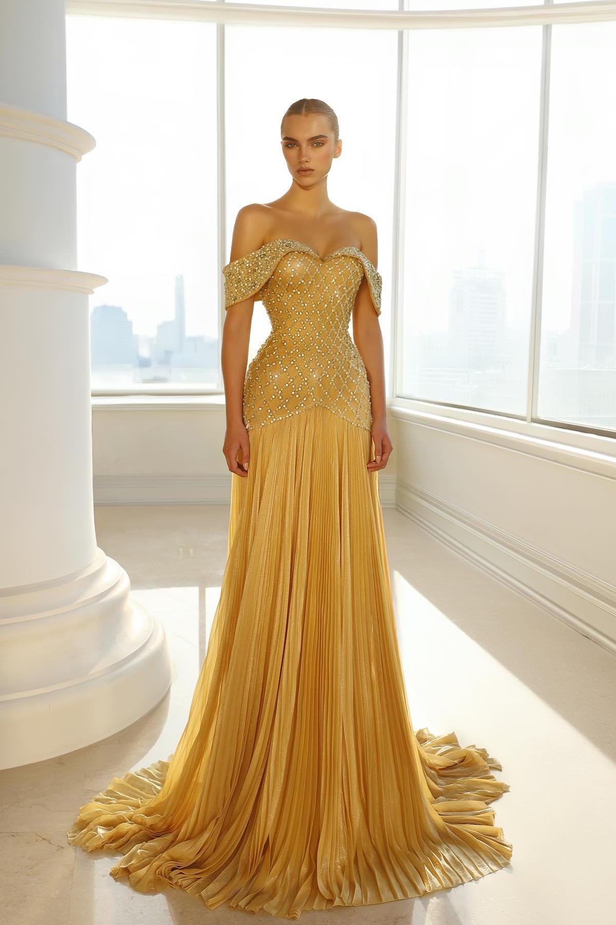 Beautiful Off-the-shoulder Satin Beading Floor-length A-Line Prom Dresses