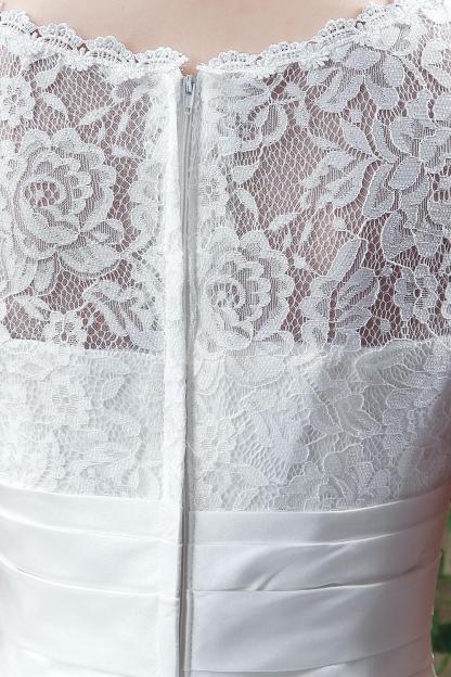 Elegant Illusion Lace Beadss Wedding Dress Cap Sleeve Zipper
