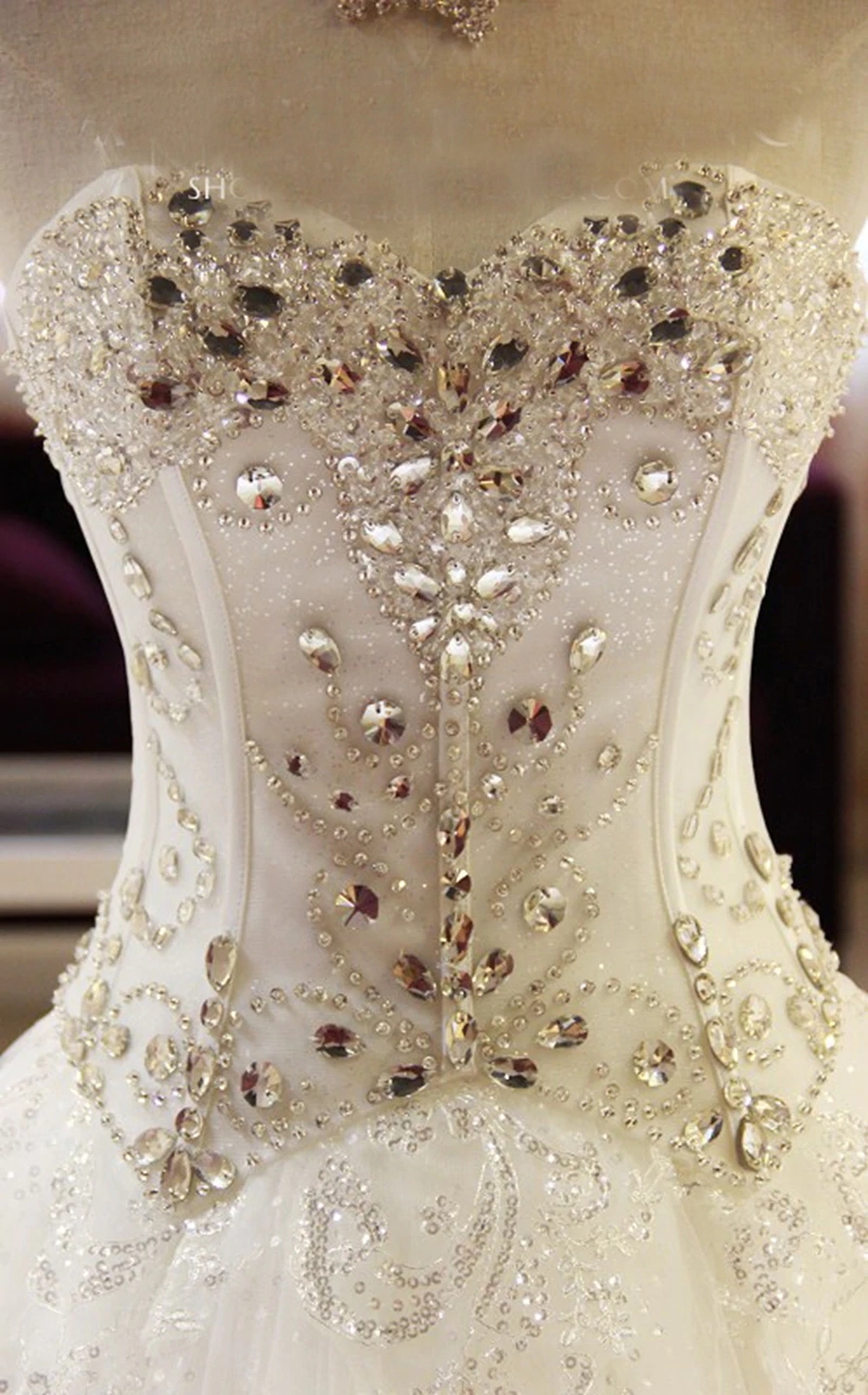 New Arrival Beaded Wedding Dresses UK Sweetheart Sleeveless Lace Appliques Bridal Dresses