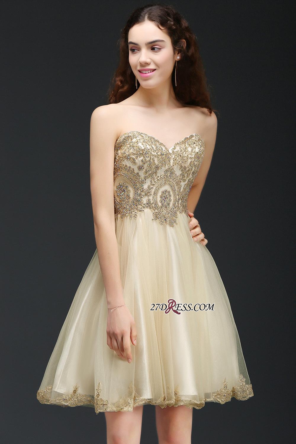 Lovely Sweetheart Short Appliques Lace-Up Homecoming Dress UK