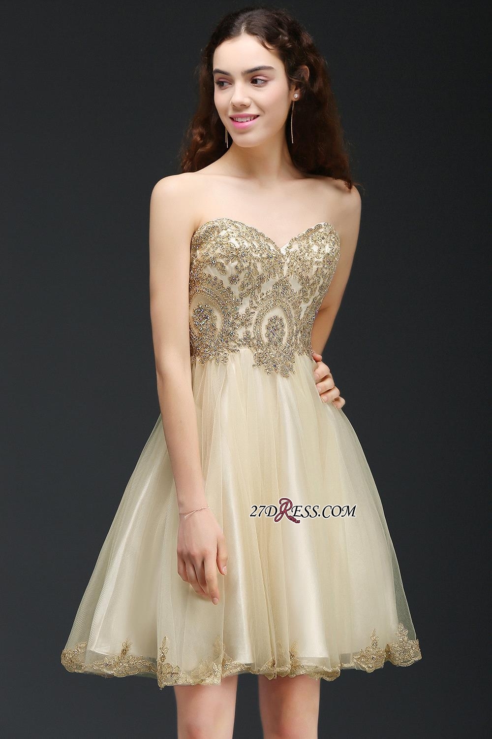 Lovely Sweetheart Short Appliques Lace-Up Homecoming Dress UK