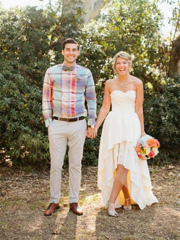 A-Line Asymmetrical Ruffles Sweetheart Sleeveless Sweetheart Wedding Dresses UK